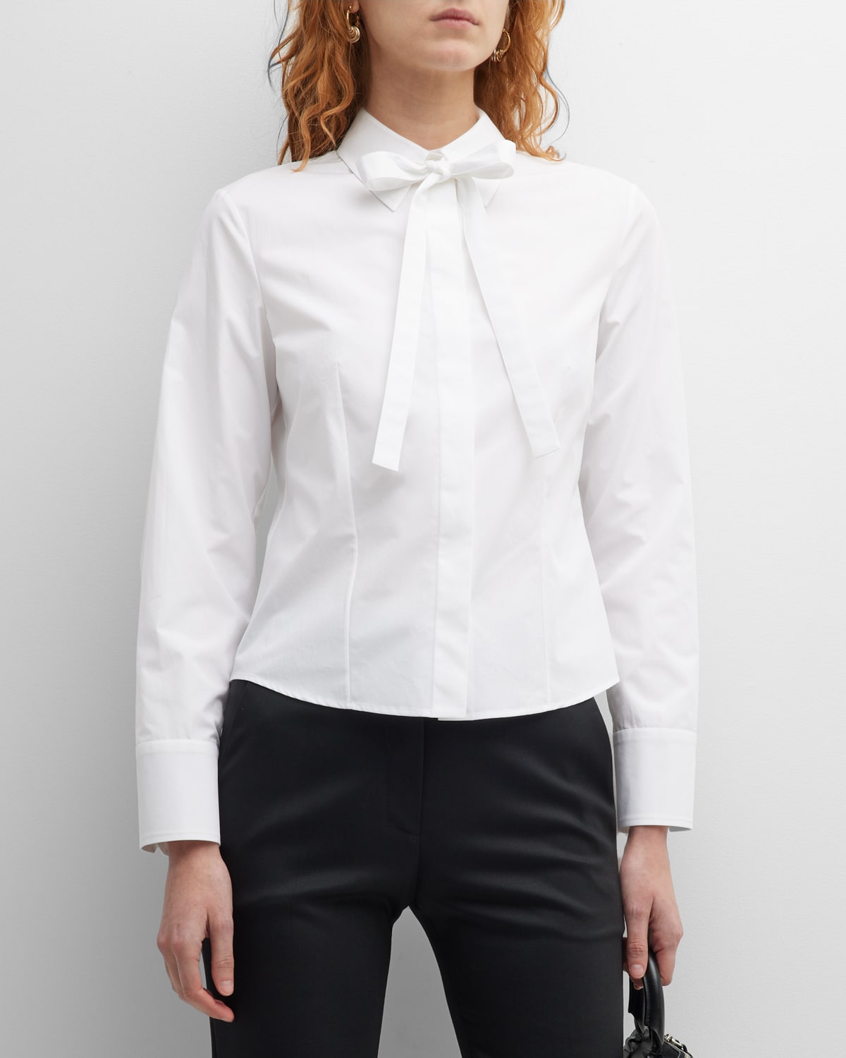 Bow-Neck Collared Shirt