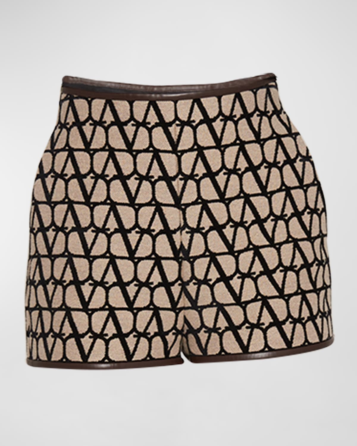 Jacquard Logo Shorts w/ Leather Trim