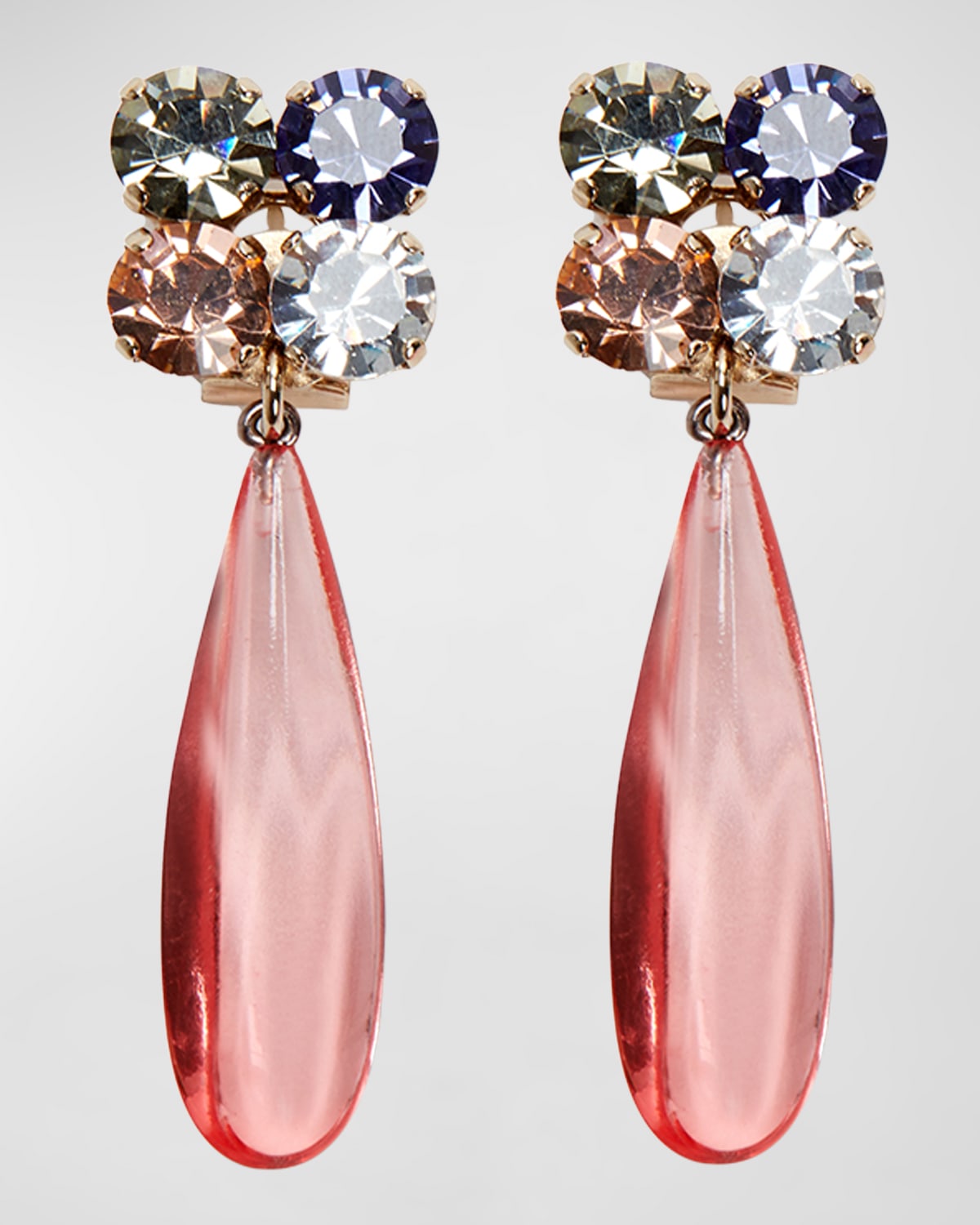 Single Crystal Drop Clip-On Earrings