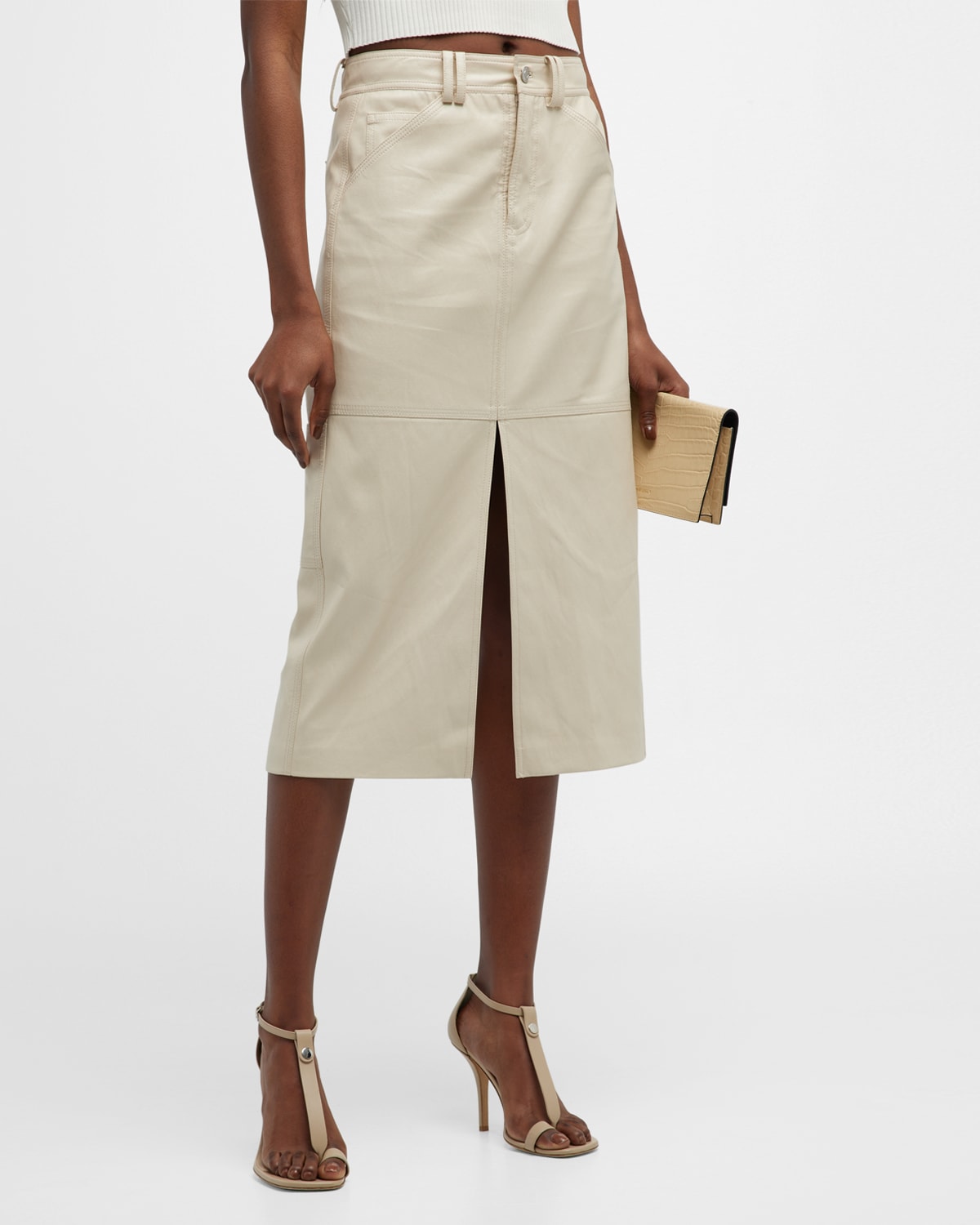 Alden Vegan Leather Midi Pencil Skirt