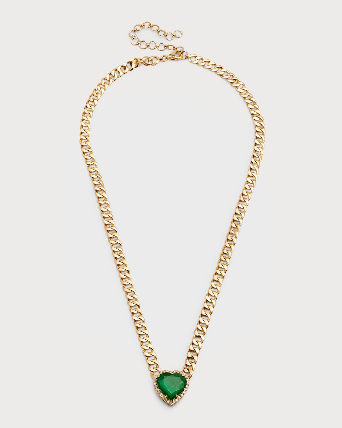 14K Yellow Gold Emerald Heart Pendant Necklace
