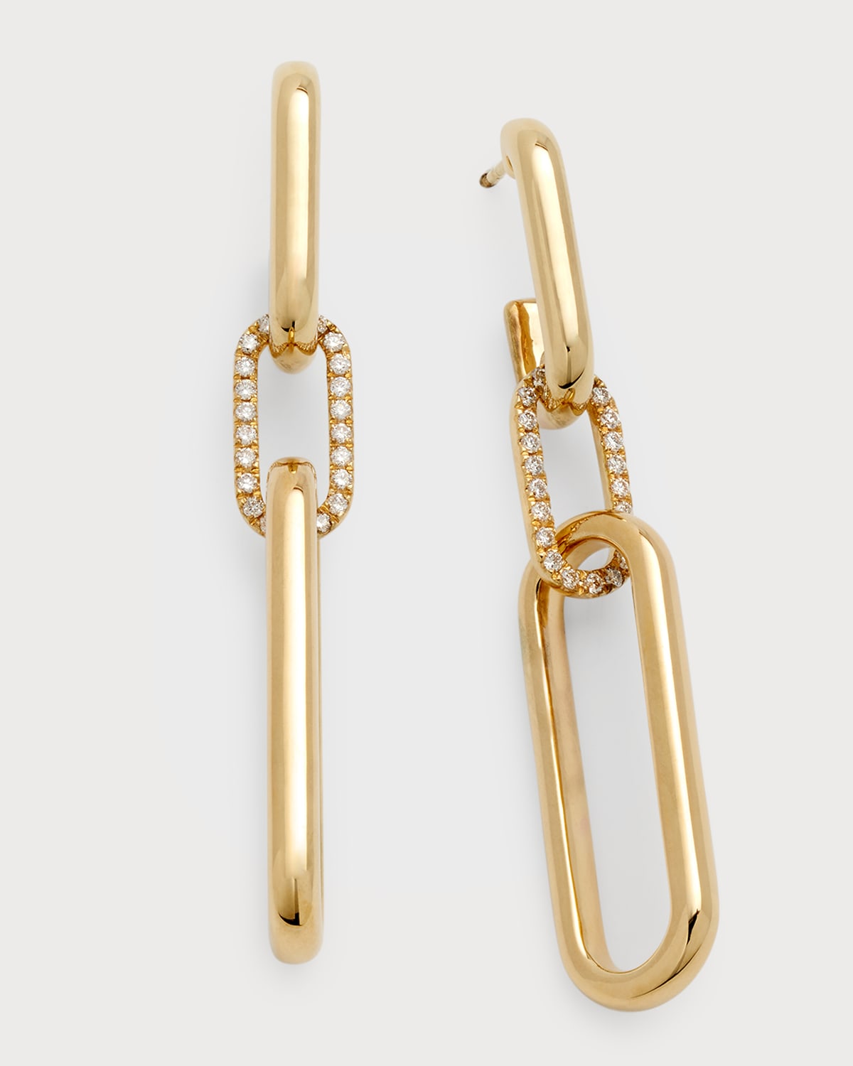 Siena Lasker 14k Yellow Gold Paper Clip Diamond Link Earrings