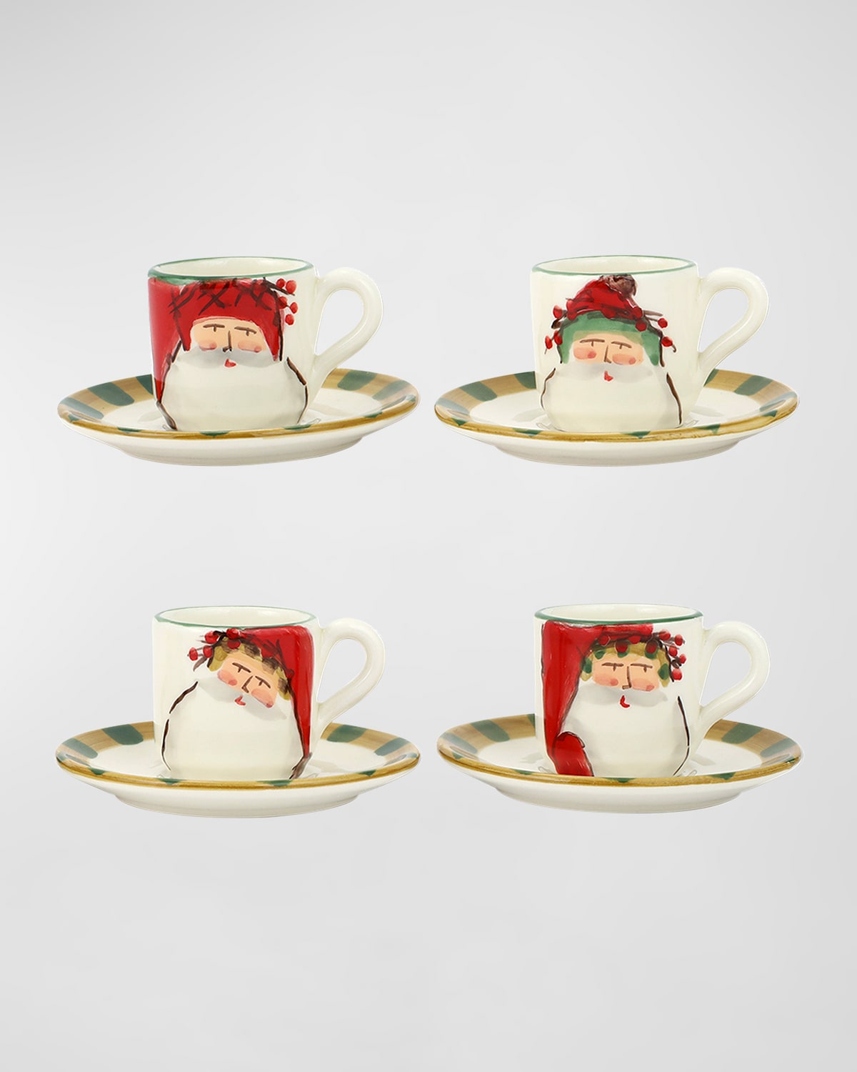 Vietri Old St. Nick Assorted Espresso Cups & Saucers, Set Of 4