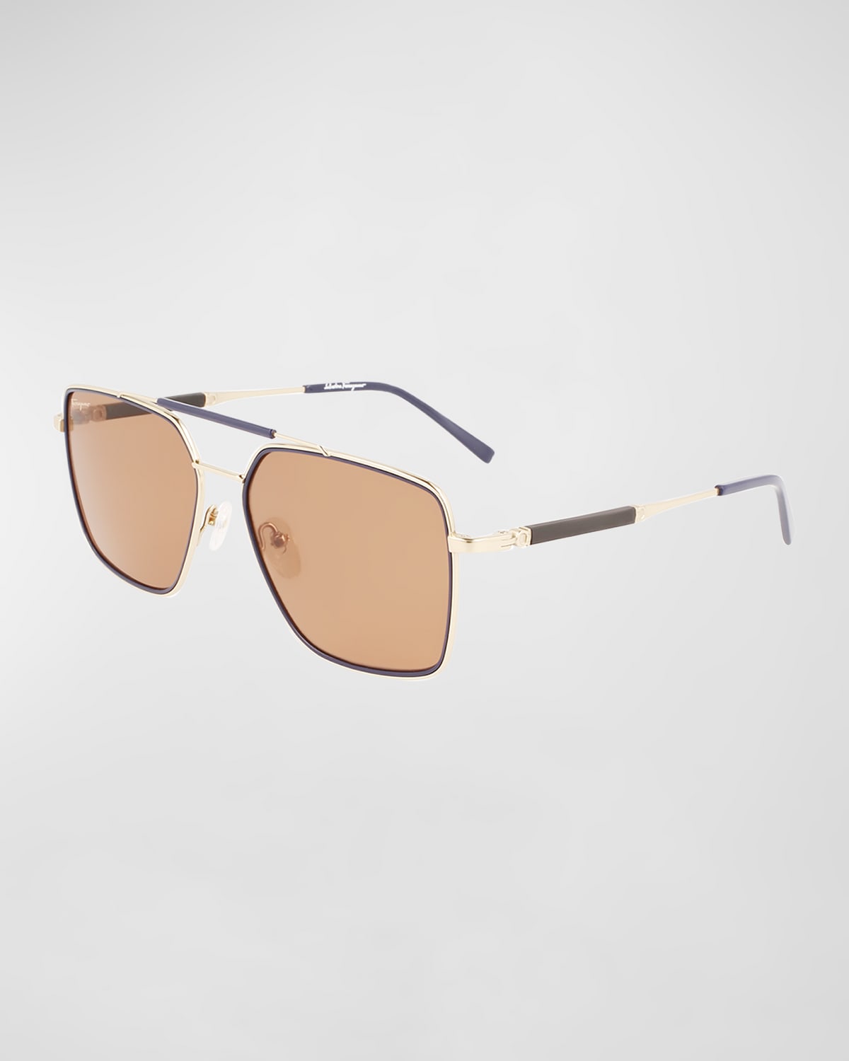 Ferragamo 59mm Rectangular Sunglasses In Gold/blue