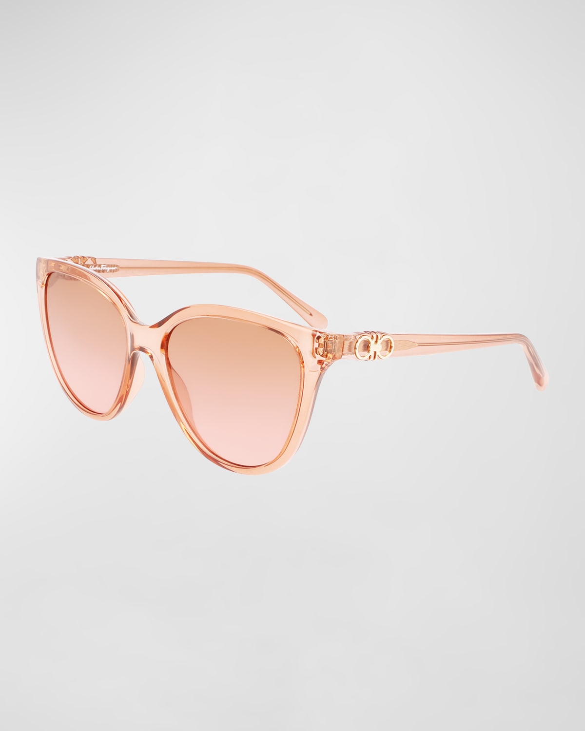 Ferragamo Gancini Injection Plastic Cat-eye Sunglasses In Lobster Transparent
