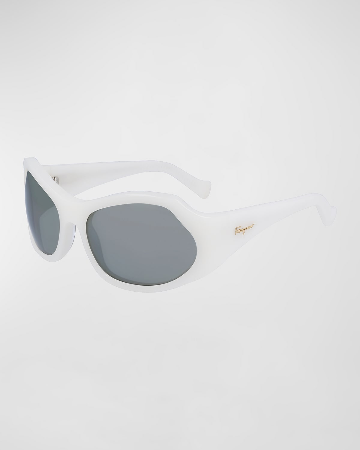 Ferragamo Runway Wrap Acetate Sunglasses In White