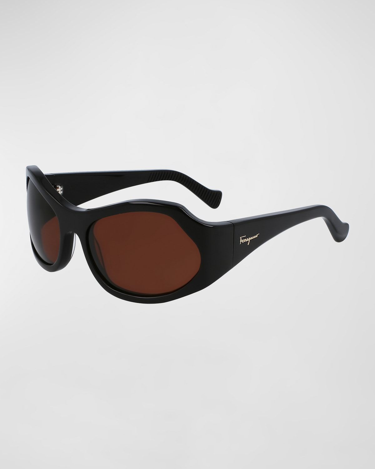 Ferragamo Runway Wrap Acetate Sunglasses In Brown