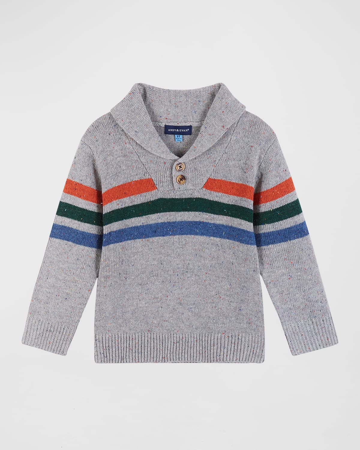 Andy & Evan Kids' Toddler/child Boys Striped Button Sweater In Grey Stripe