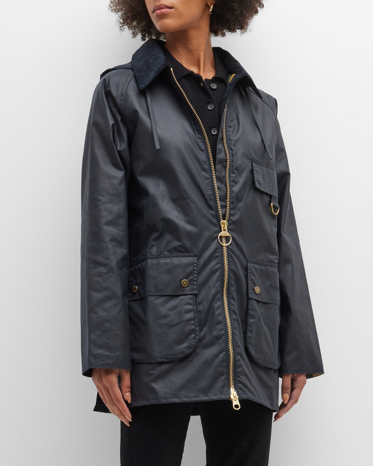 Barbour Highclere Wax Jacket In Navy