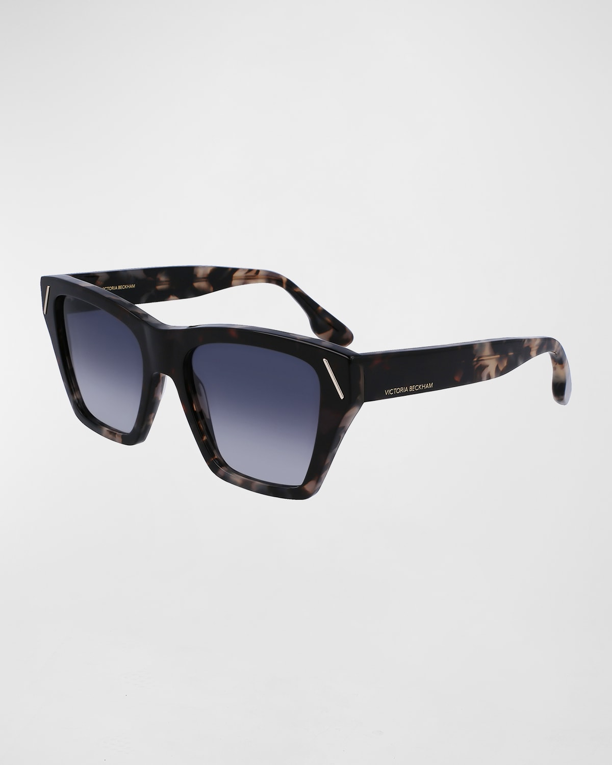 Shop Victoria Beckham Classic V Modified Square Acetate Sunglasses In Vintage Grey Havana