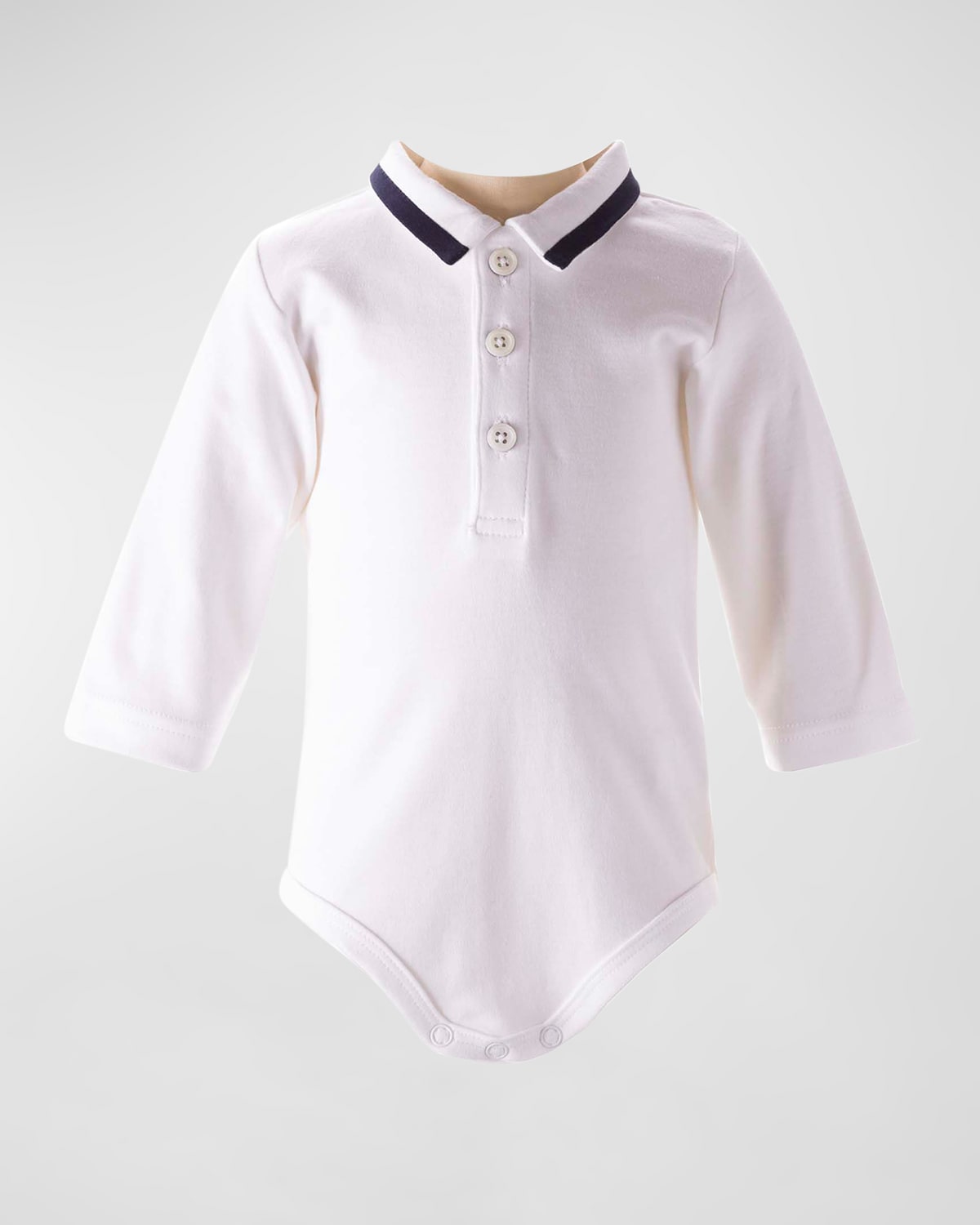 Rachel Riley Boy's Long-sleeve Cotton Bodysuit In Navy