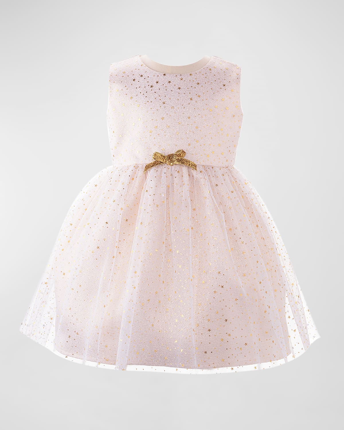 Rachel Riley Girl's Sparkle Star Layered Tulle Dress In Gold