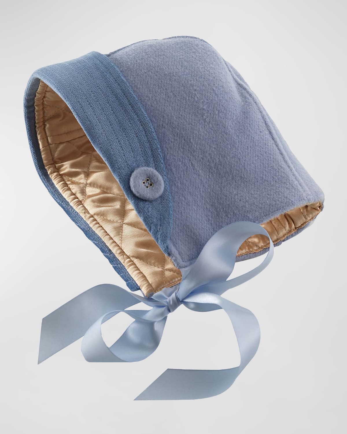 Shop Rachel Riley Boy's Classic Wool Bonnet With Straps In Blue