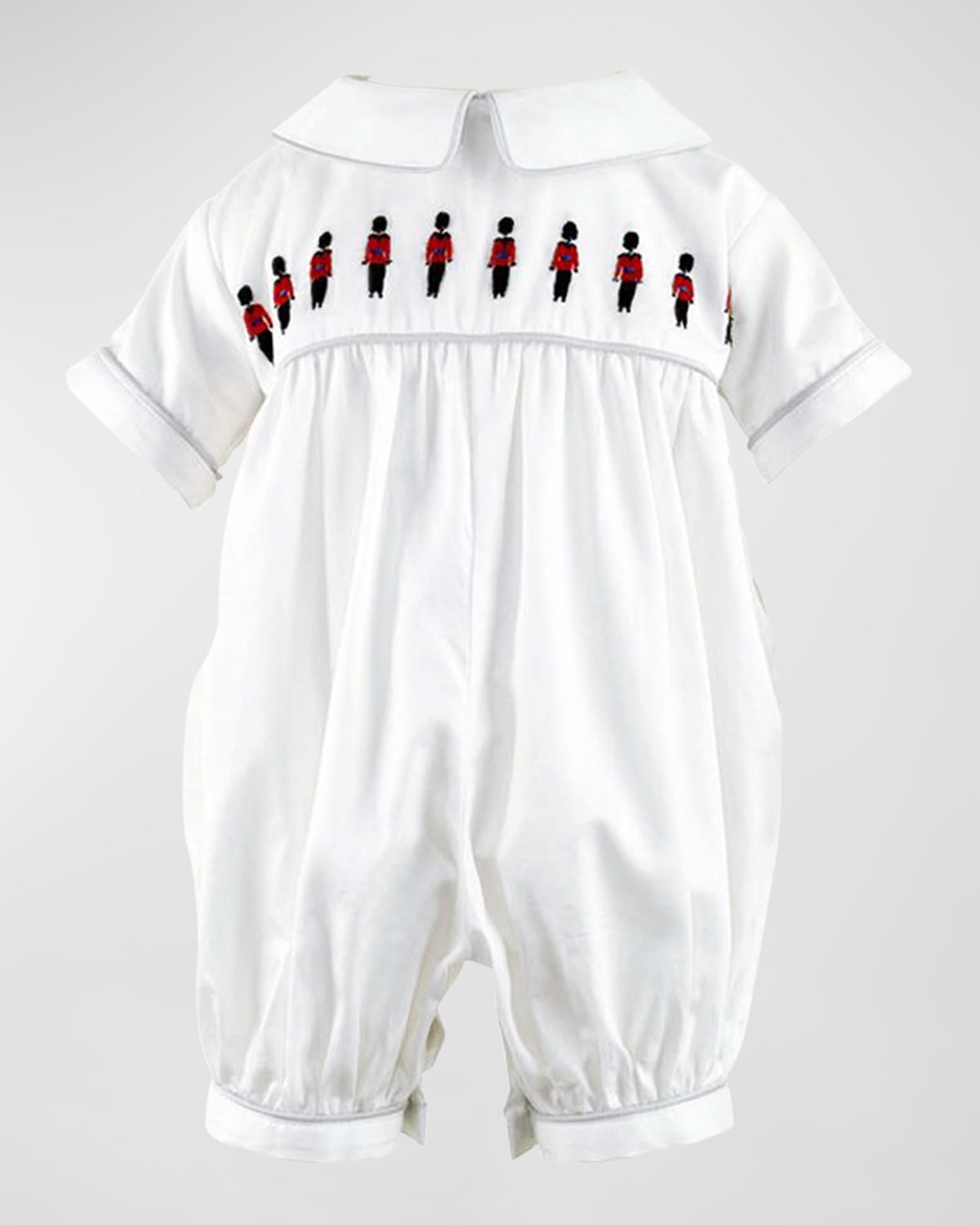 Rachel Riley Boy's Soldier Embroidered Collared Playsuit In Red