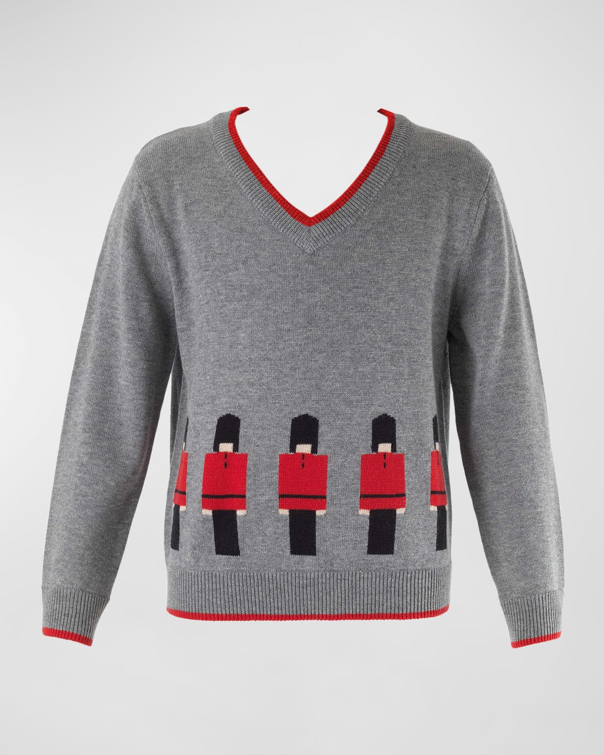Rachel Riley Boy's Royal Guards Intarsia Sweater In Grey