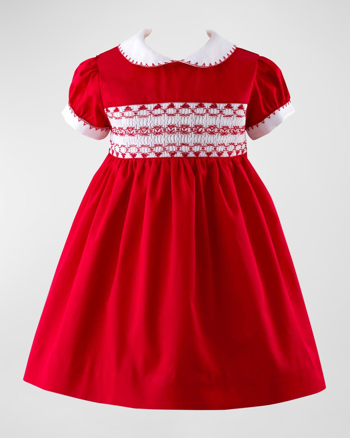 Rachel Riley Girls Red Cotton Hand-smocked Dress In Red