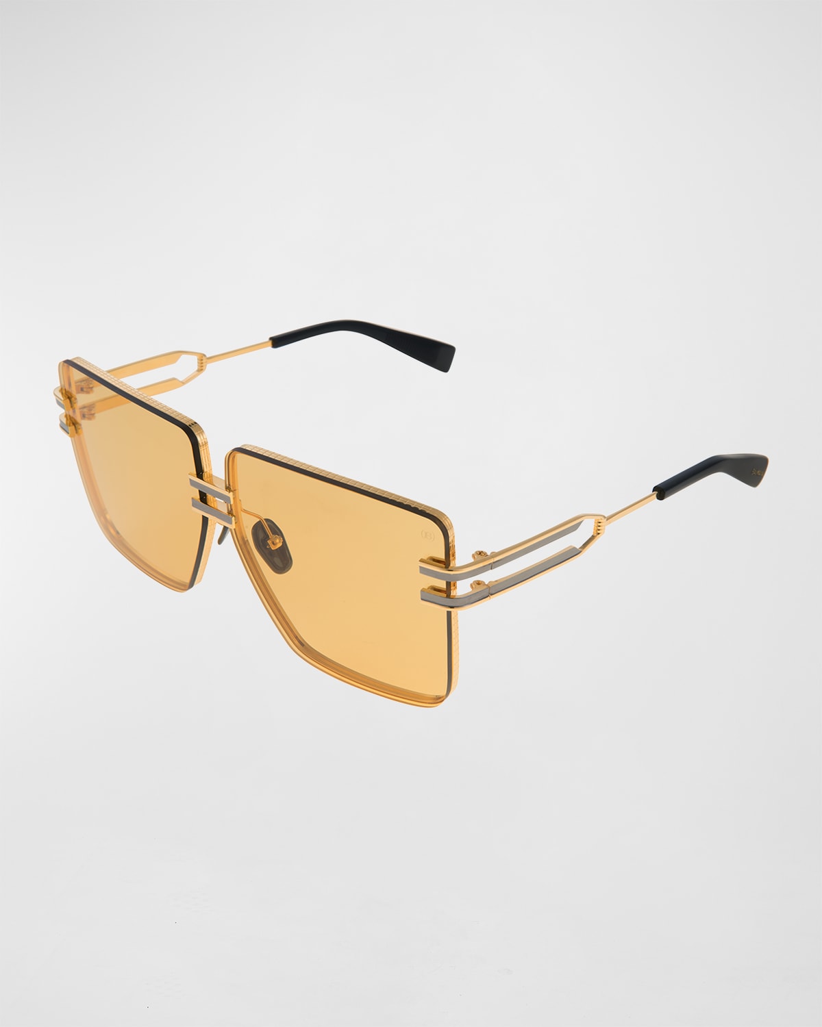 Balmain Gendarme Gold And Amber Unisex Sunglasses In Gold / Black