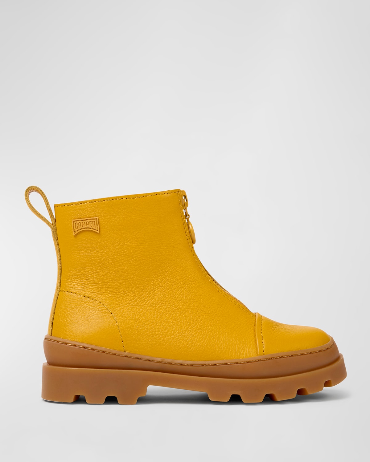 Camper Kid's Zip Leather Ankle Boots, Toddler/kids In Yellow