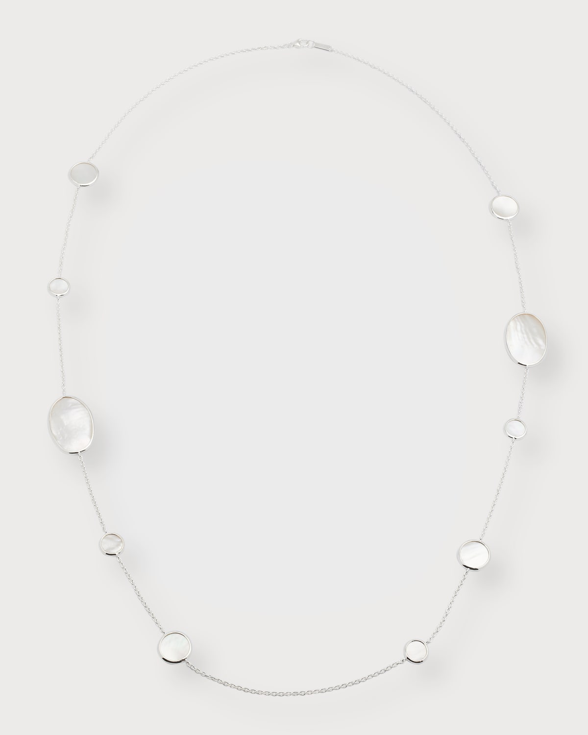 Ippolita 925 Polished Rock Candy&reg; Oval Station Necklace In Mother-of-pearl, 37"l In Silver