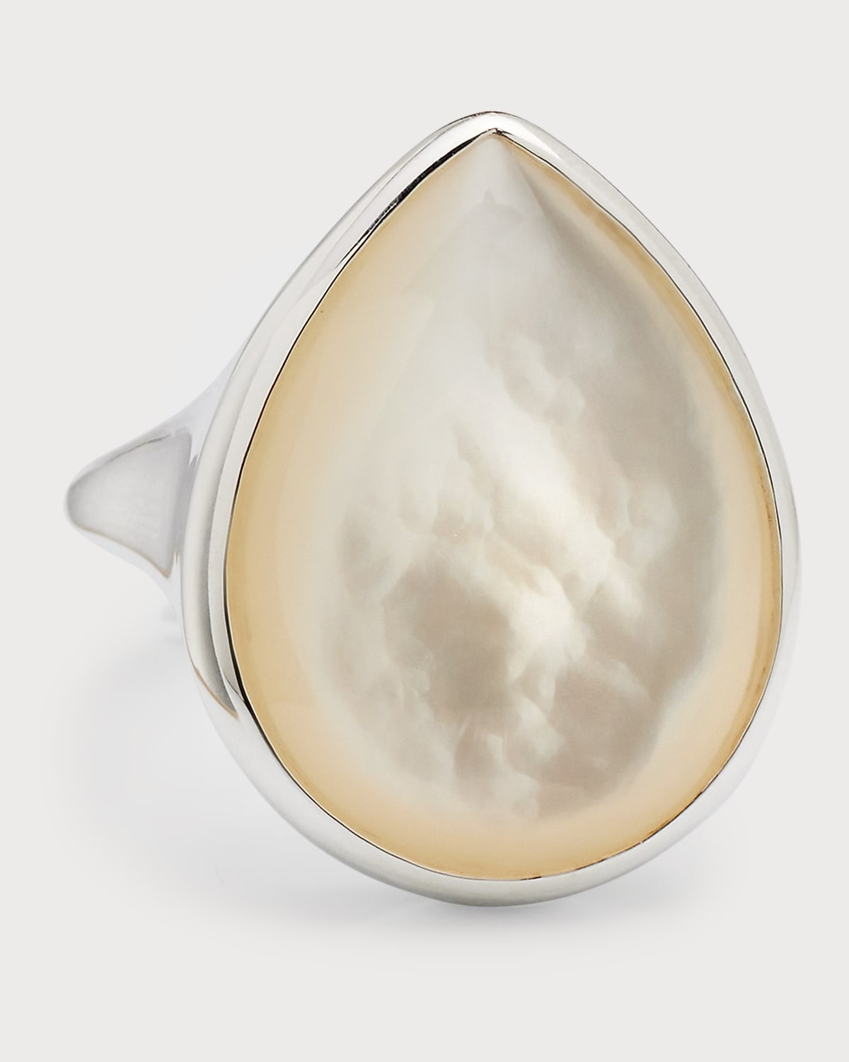IPPOLITA 925 ONDINE SCULPTURED TEARDROP RING IN MOTHER-OF-PEARL CABOCHON