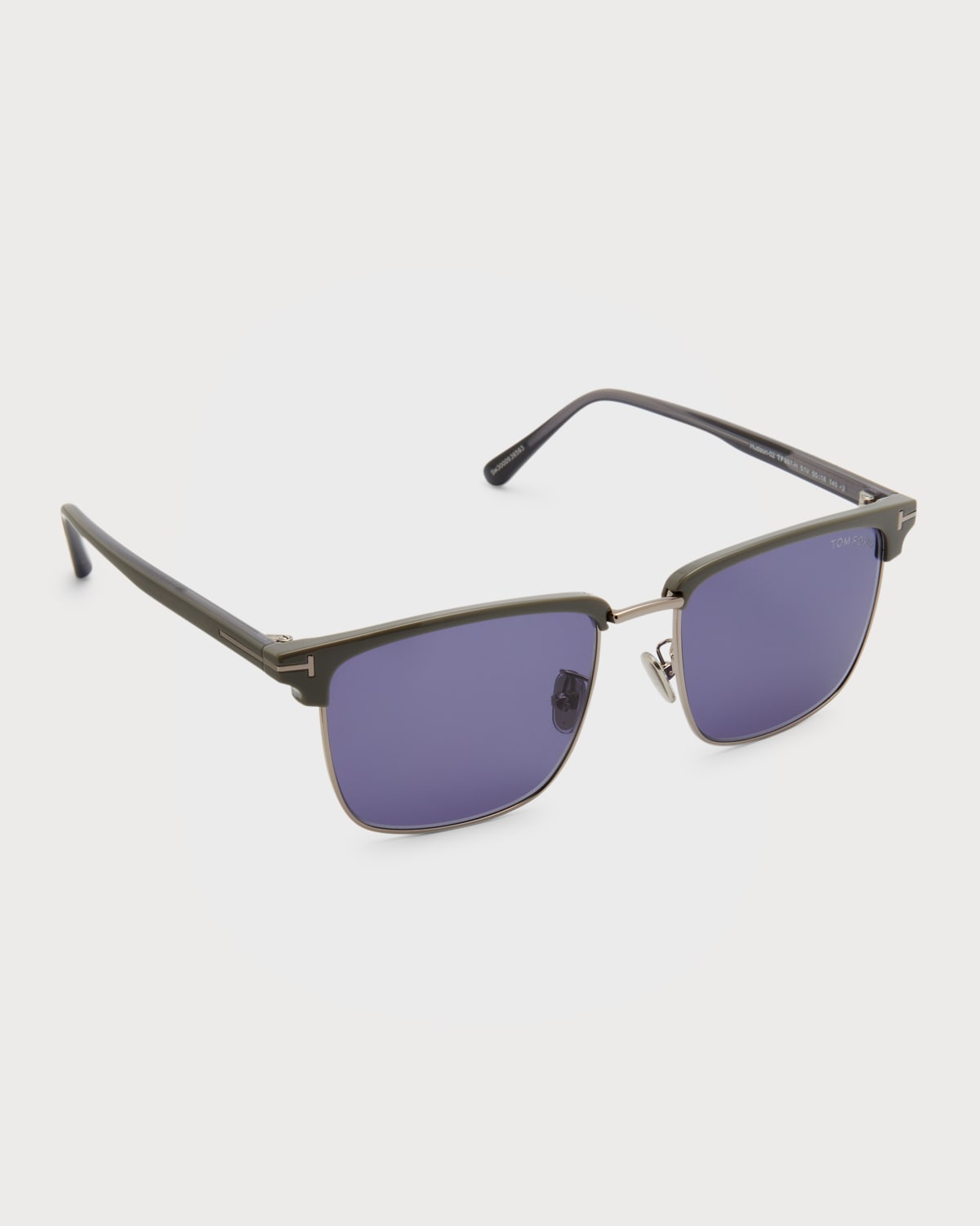 Shop Tom Ford Men's Ft0997-hudson Half-rim Square Sunglasses In Brown