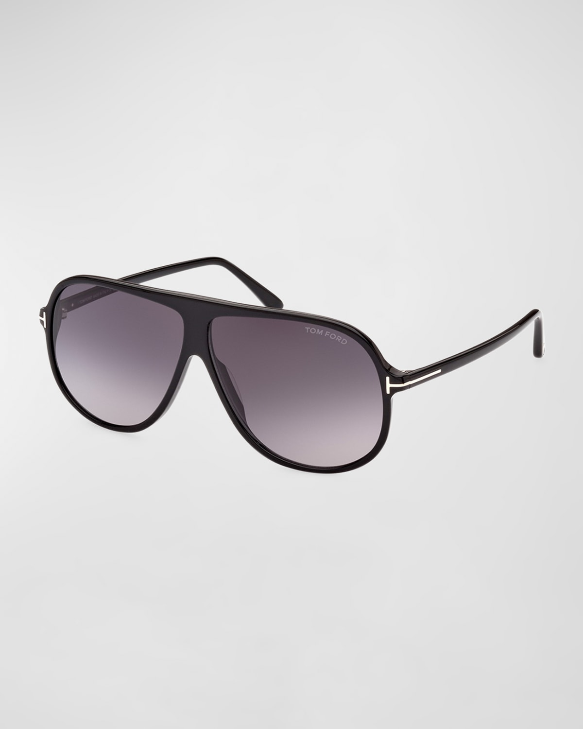 Shop Tom Ford Men's Spencer T-logo Maxi Sunglasses In Black