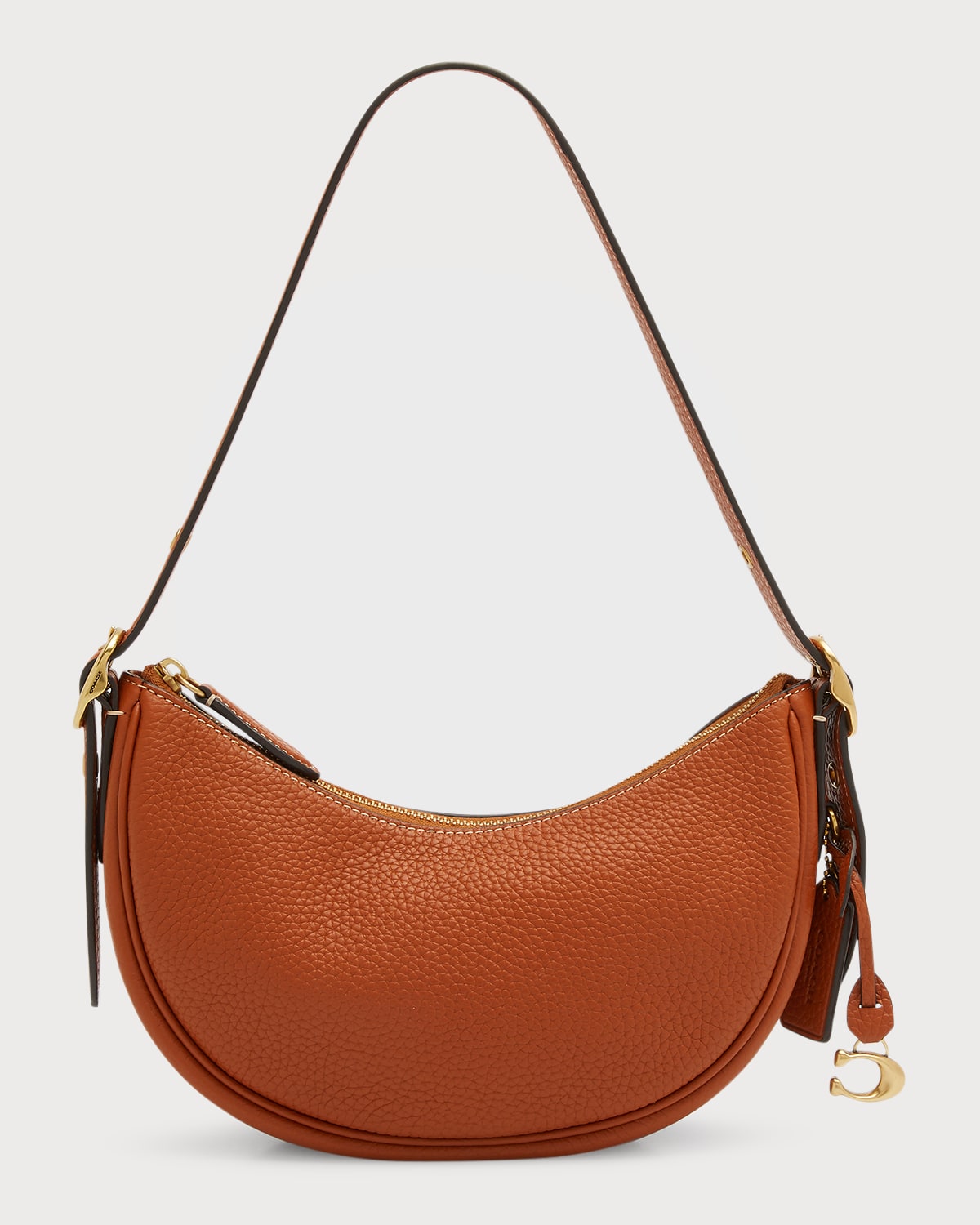 Coach Luna Zip Pebble Leather Shoulder Bag In B4burnished Amber