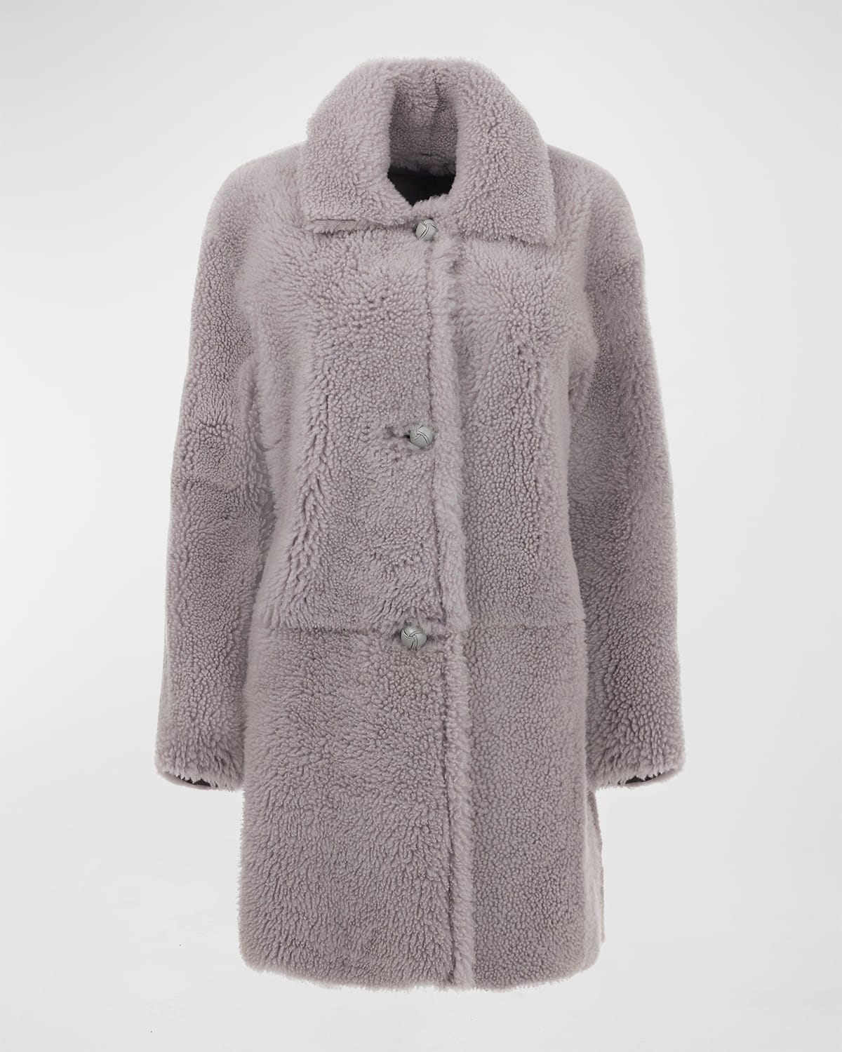 Reversible Lamb Shearling Stroller Jacket w/ Leather Buttons