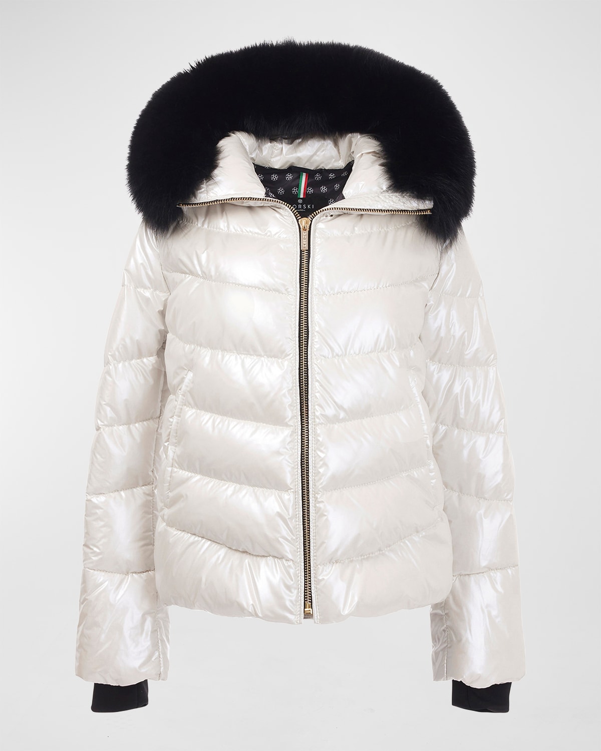 Gorski Apres-ski Metallic High-low Jacket In Platinum/black