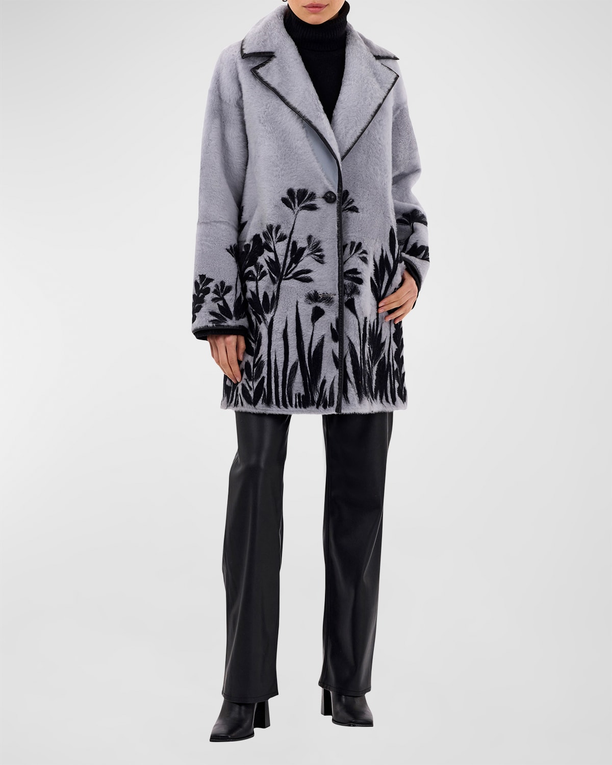 Gorski Reversible Shearling Lamb Short Coat In Priwinkle/black
