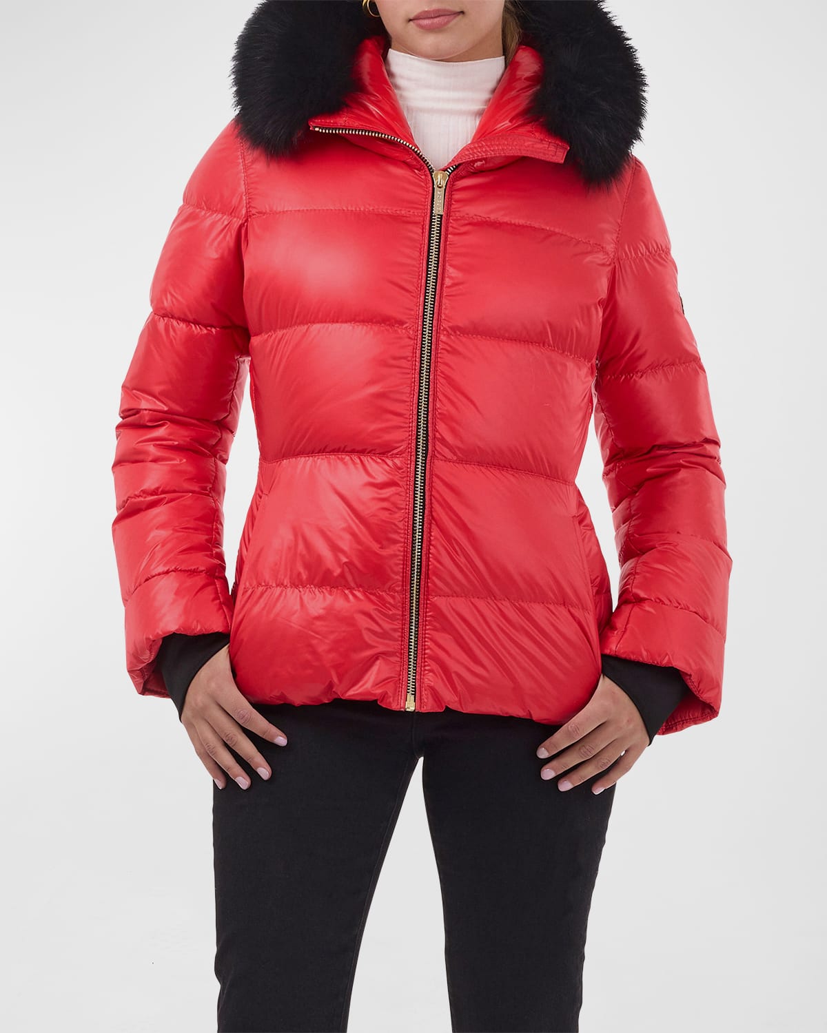 Gorski Apres-ski Jacket W/ Detachable Lamb Shearling Trim In Red/black