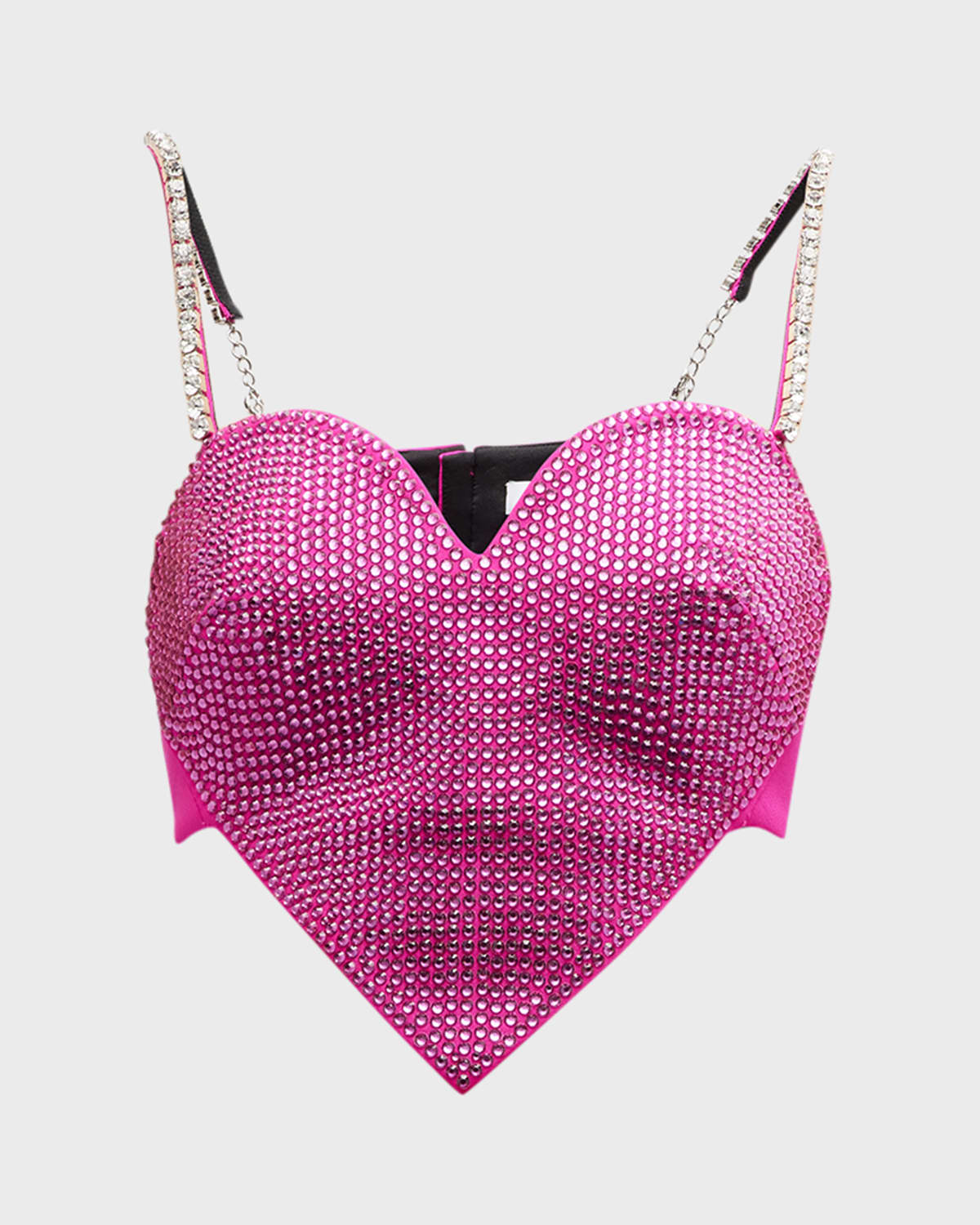 Area Cropped Crystal-embellished Wool-blend Top In Fuchsia