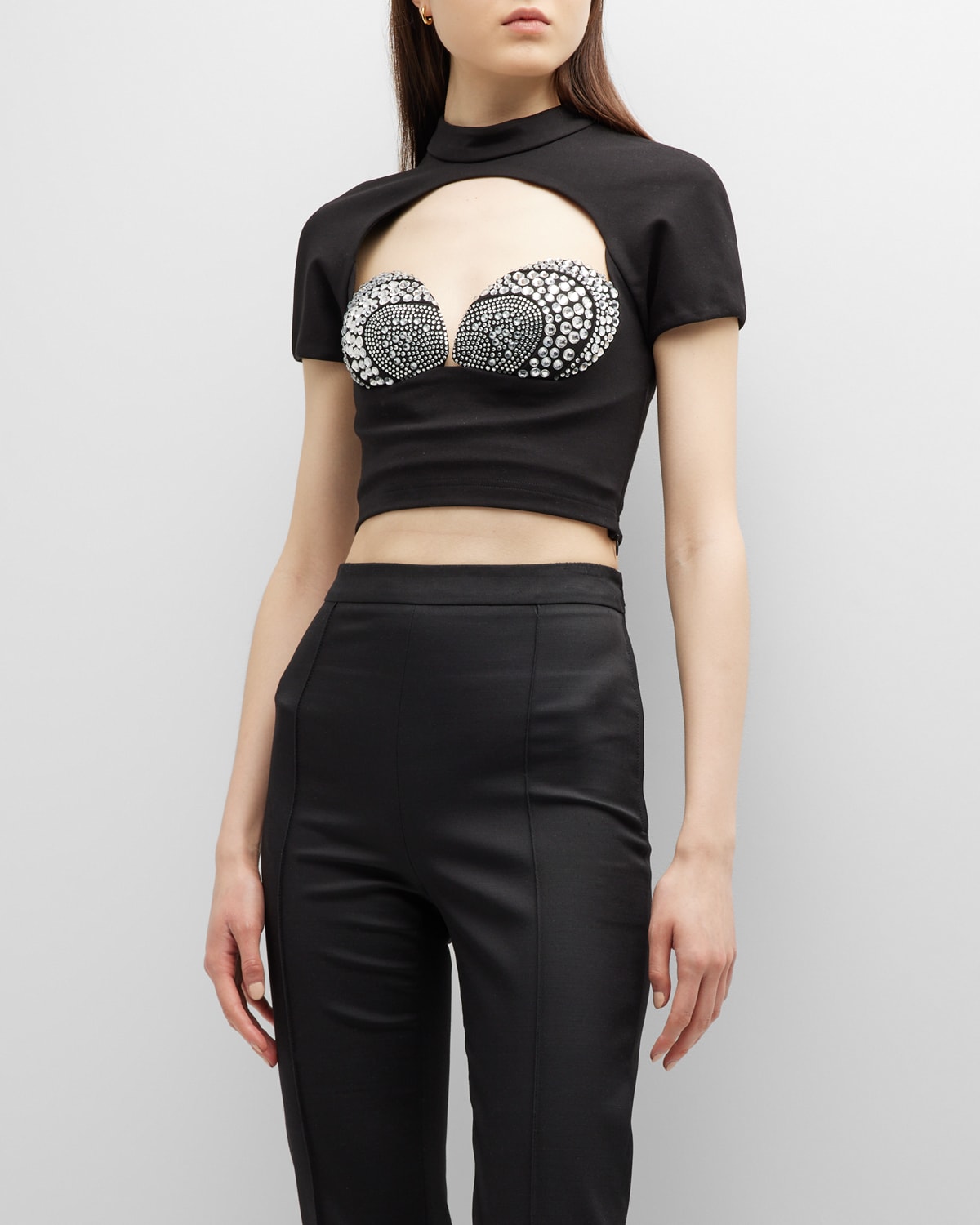 Area Mussel Cup Cropped Top In Black