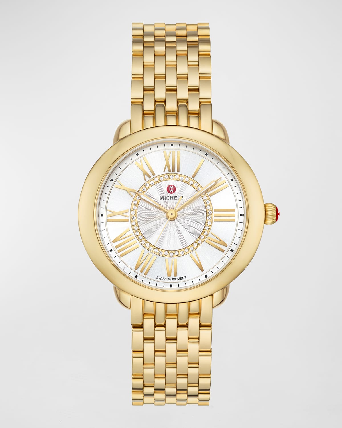 Serein Mid Non Diamond Gold-Plated Watch with White Sunray Dial