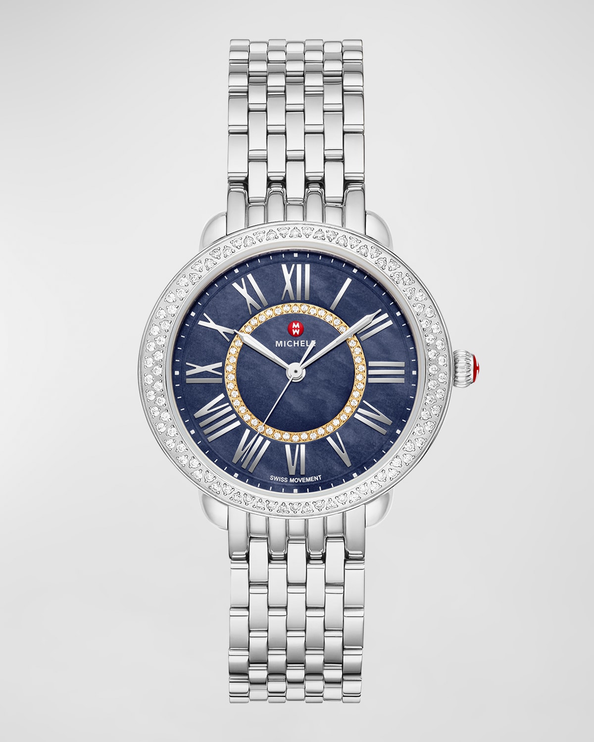 Serein Mid Diamond Bracelet Watch with Navy Blue Dial