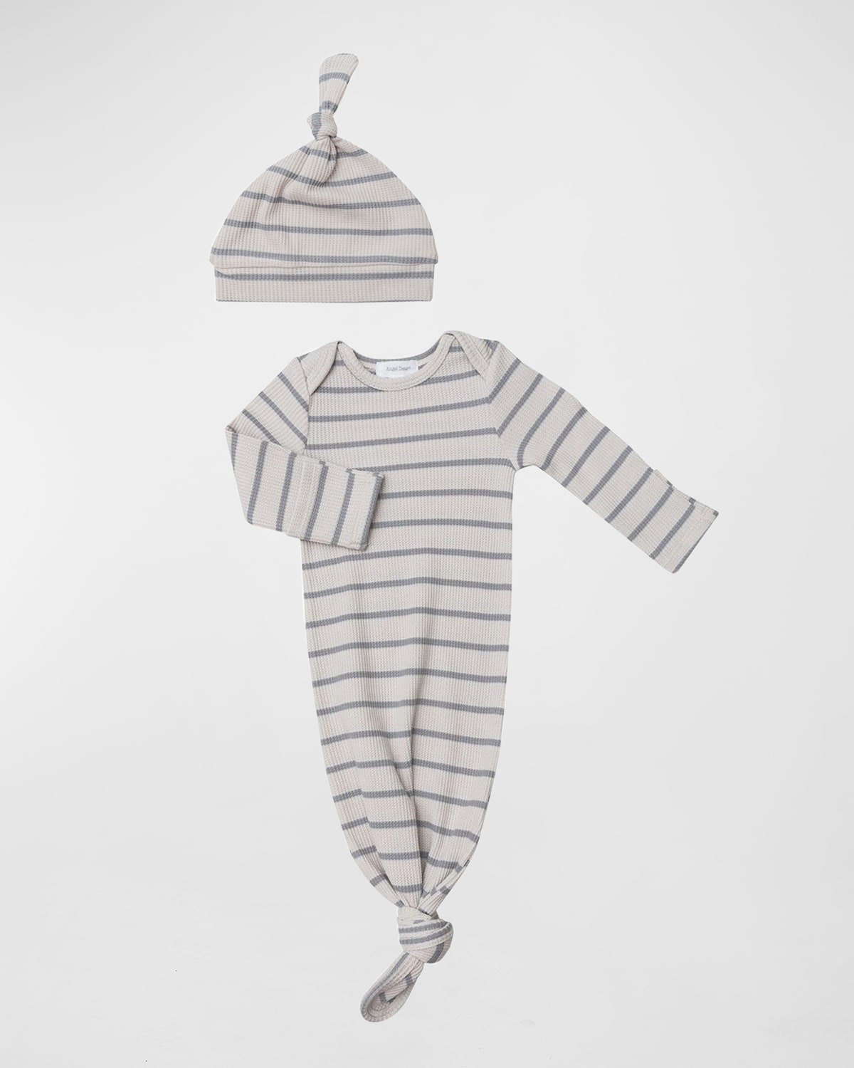 Boy's Striped Knotted Gown W/ Hat, Size Newborn-3M