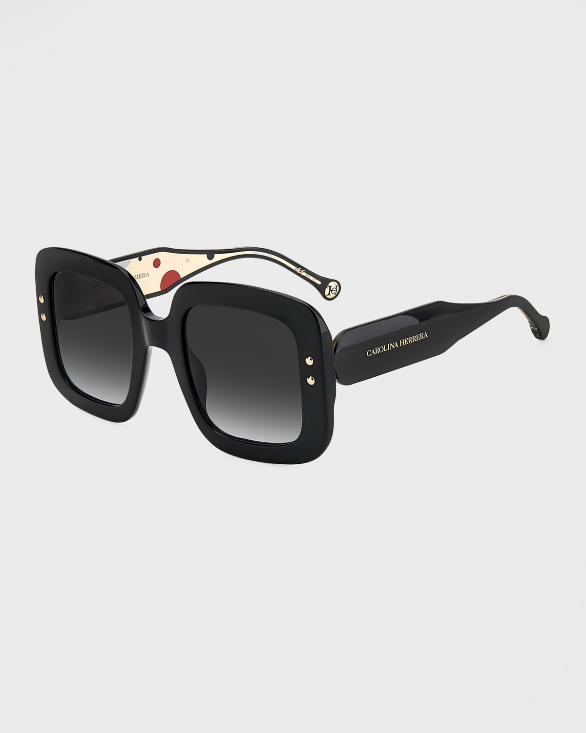 Oversized Square Acetate Polka-Dot Sunglasses
