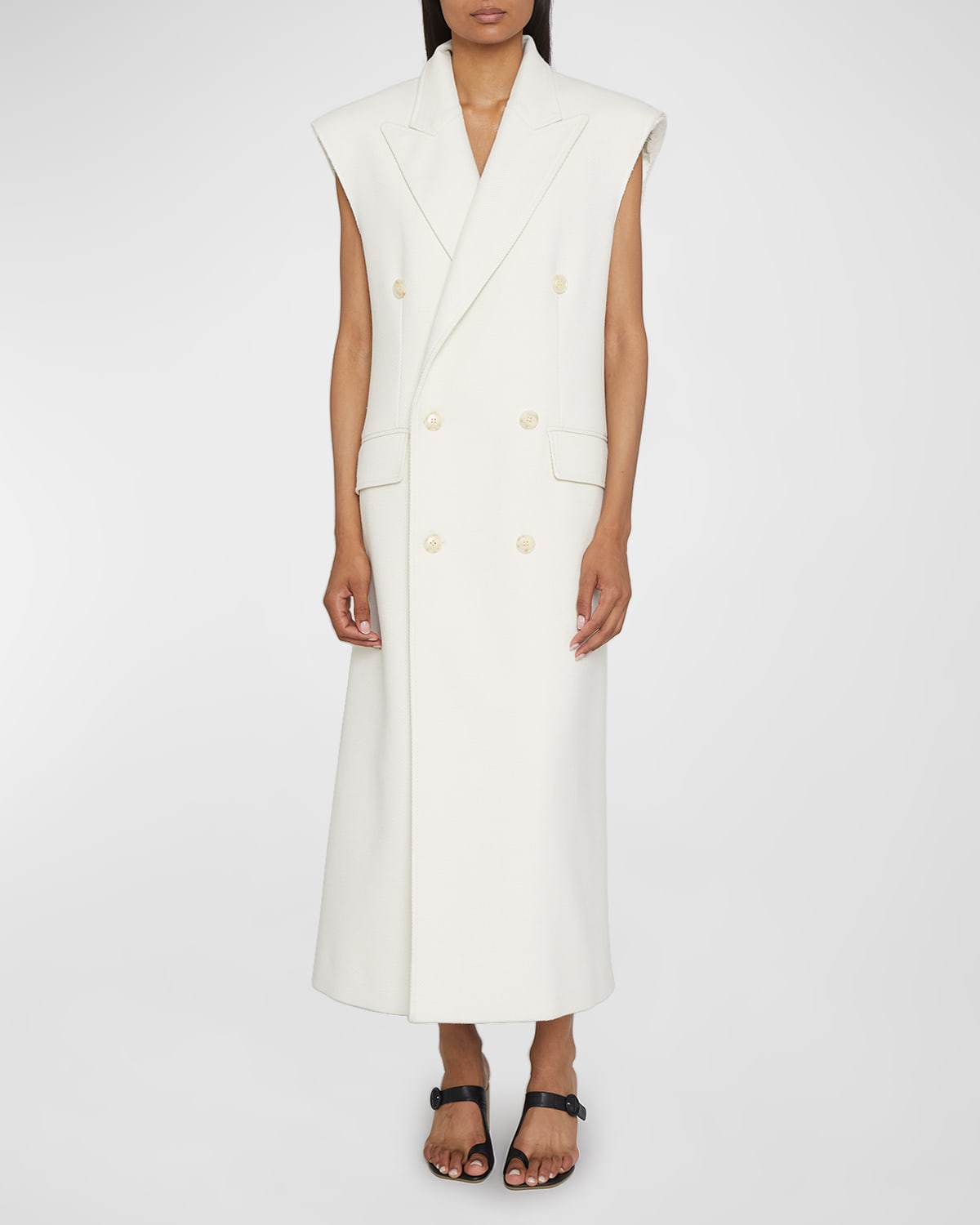 Mm6 Maison Margiela Tailored Sleeveless Coat In Off White