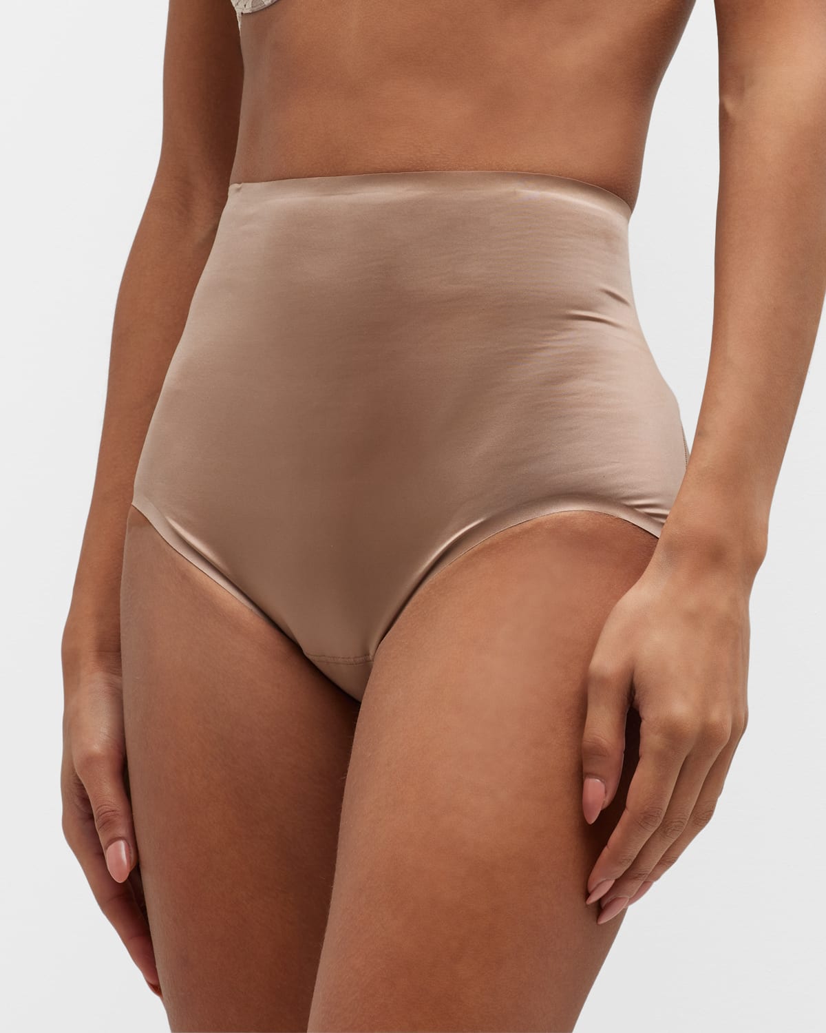 Shop Spanx High-rise Stretch Briefs In Cafe Au Lait