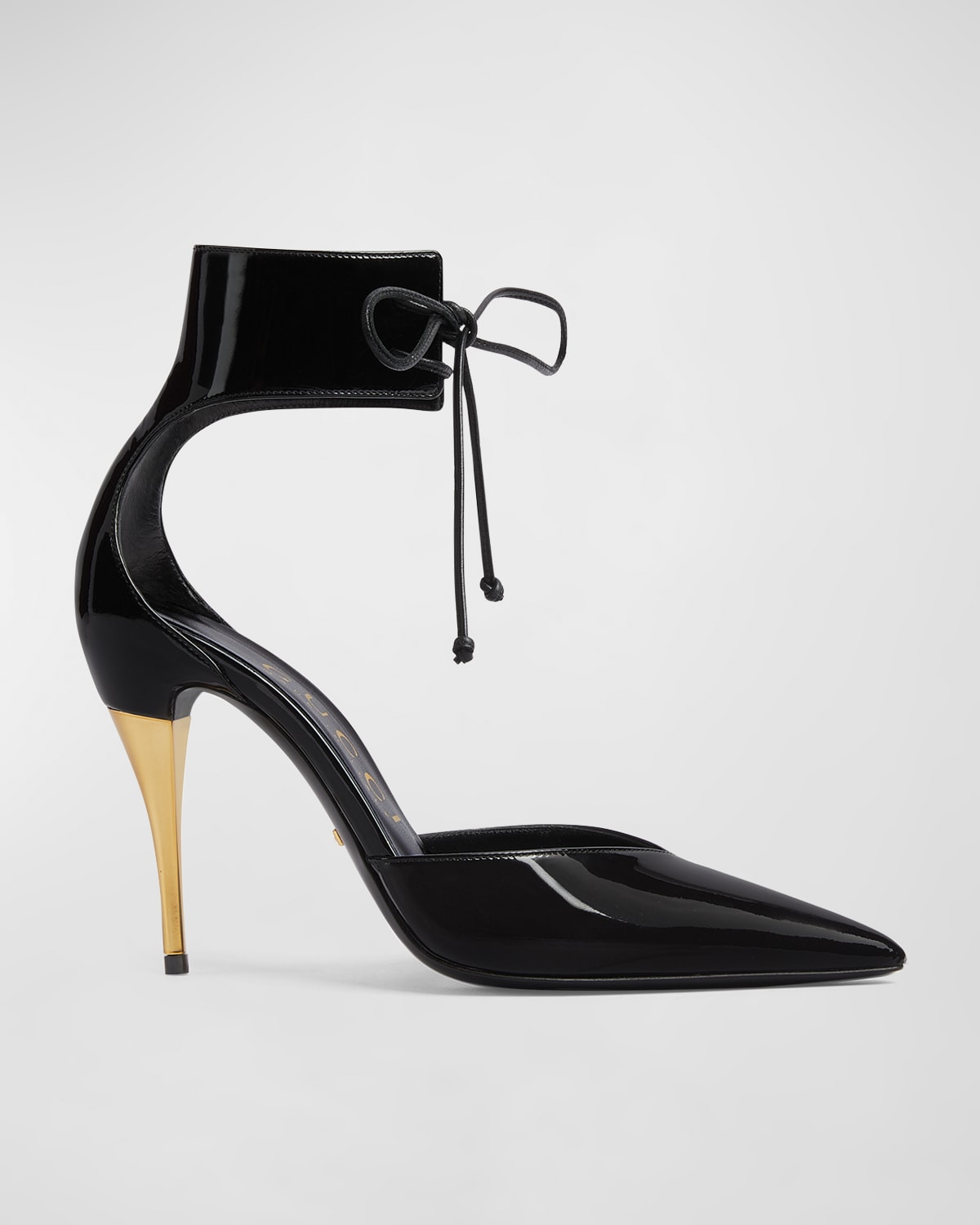 Shop Gucci Priscilla Ankle-strap Patent Leather Pumps In Black