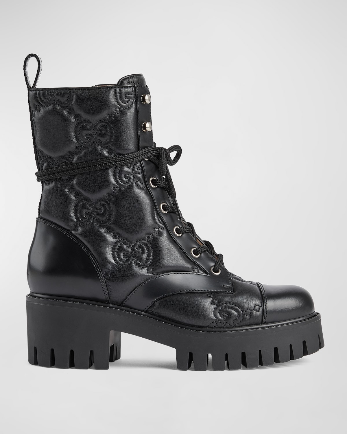 Shop Gucci Gg Logo Quilted Combat Boots In Black