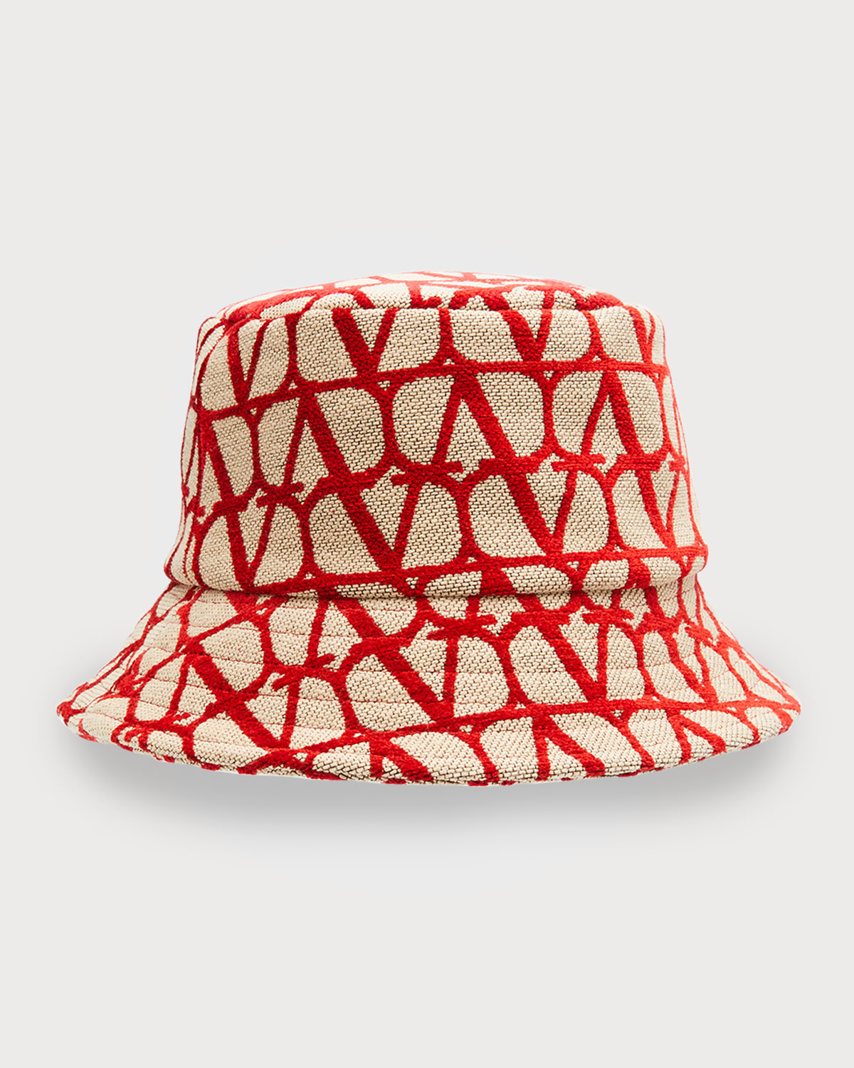 Shop Valentino V-logo Monogram Canvas Bucket Hat In Natural Nero