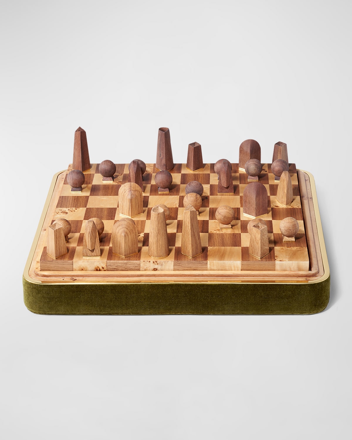 Aerin Velvet Chess Set In Brown