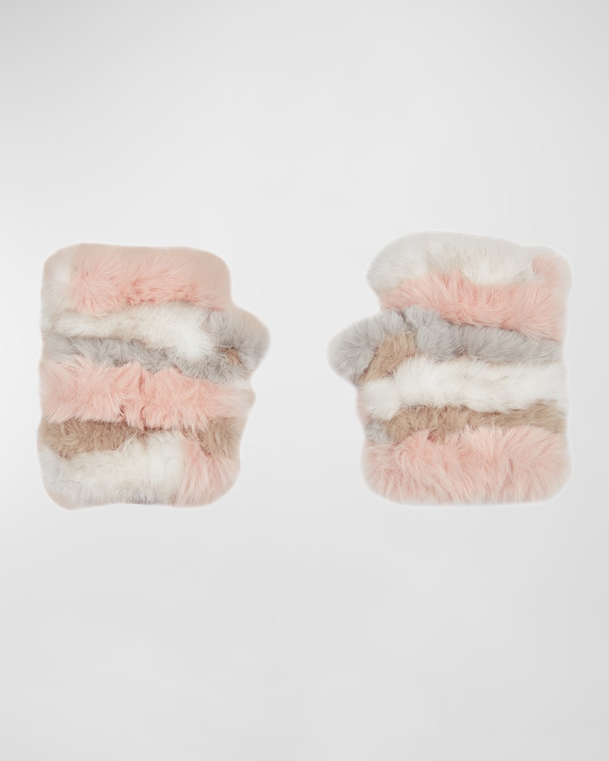 Jocelyn Faux Fur Fingerless Mittens In Pastel Multi