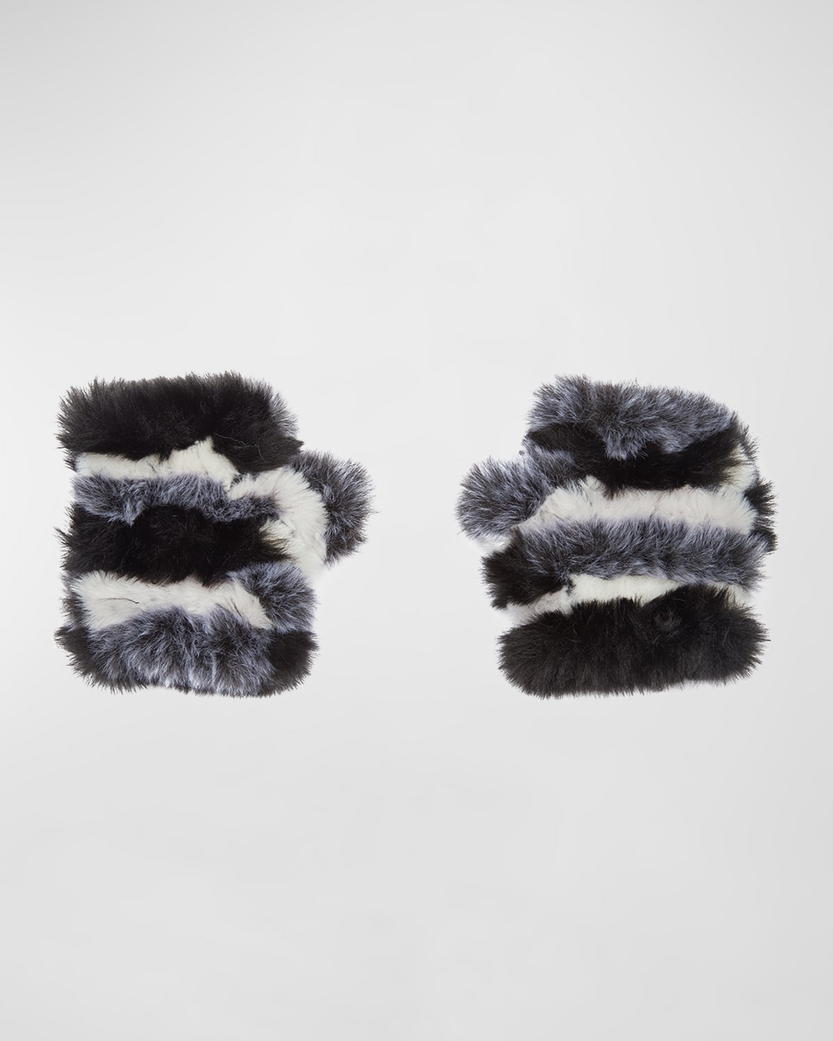 Jocelyn Faux Fur Mandy Mittens In Black White Multi