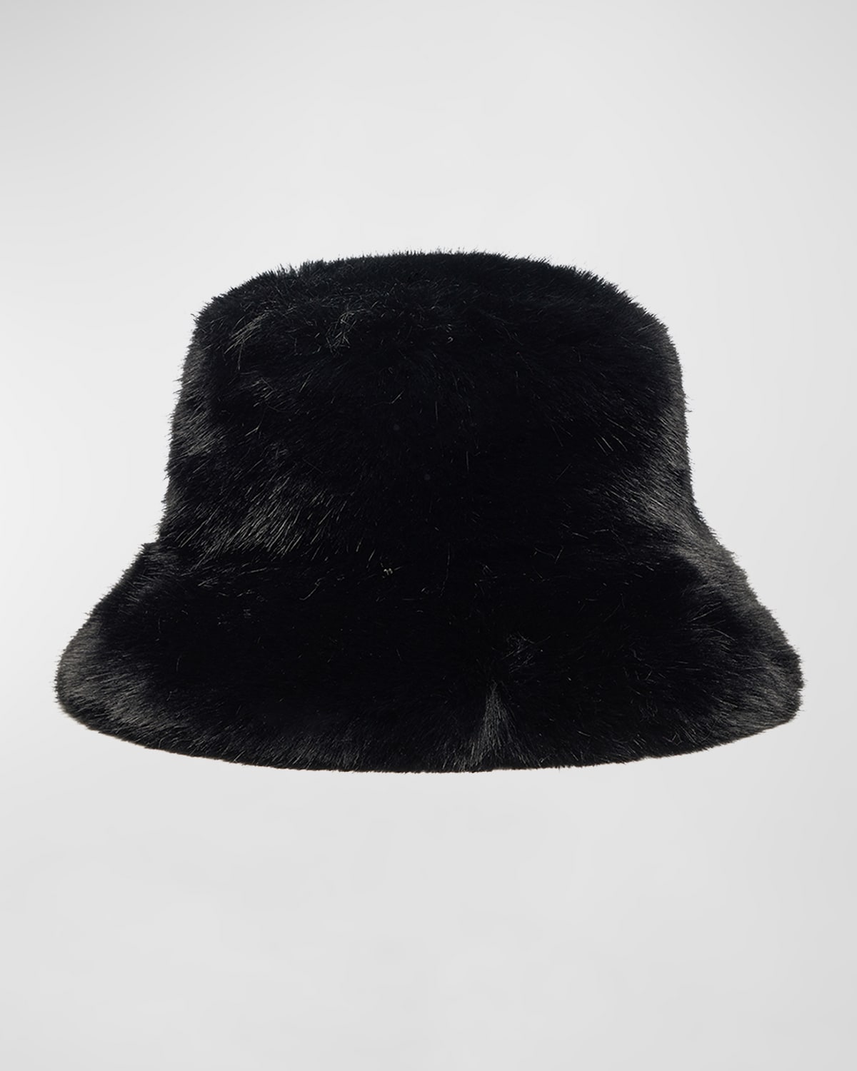 Jocelyn Oversized Faux Fur Bucket Hat In Black