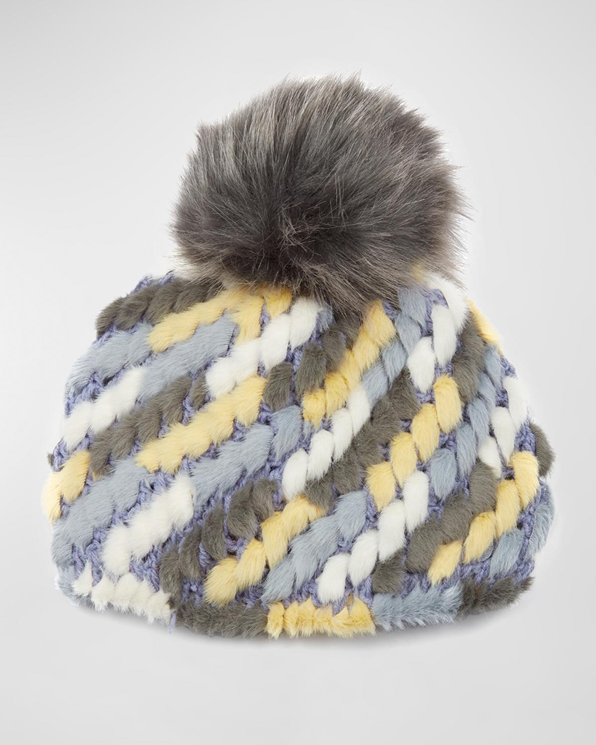 NWT Jocelyn Pineapple Multicolor Faux Fur Hat Jocelyn Multi Faux Fur Pineapple Hat In Black White | ModeSens main image 2
