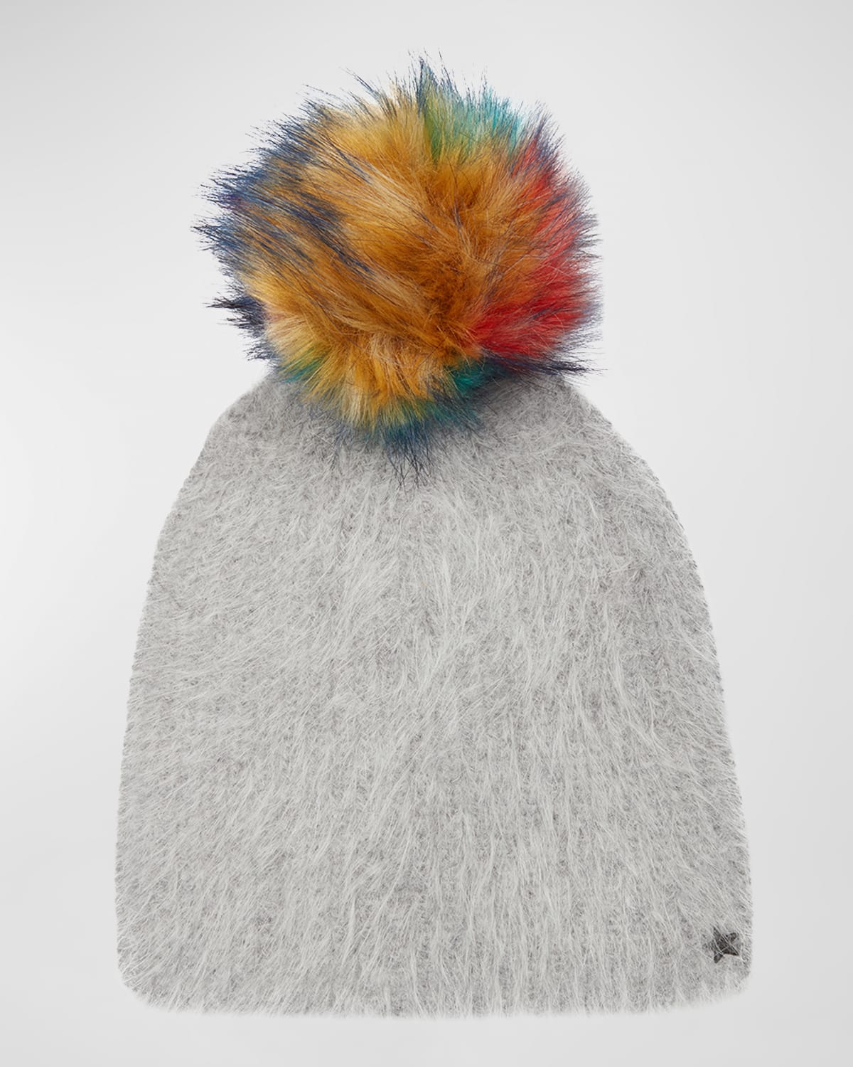 Jocelyn Knit Faux Fur Beanie With Multi-Color Pom
