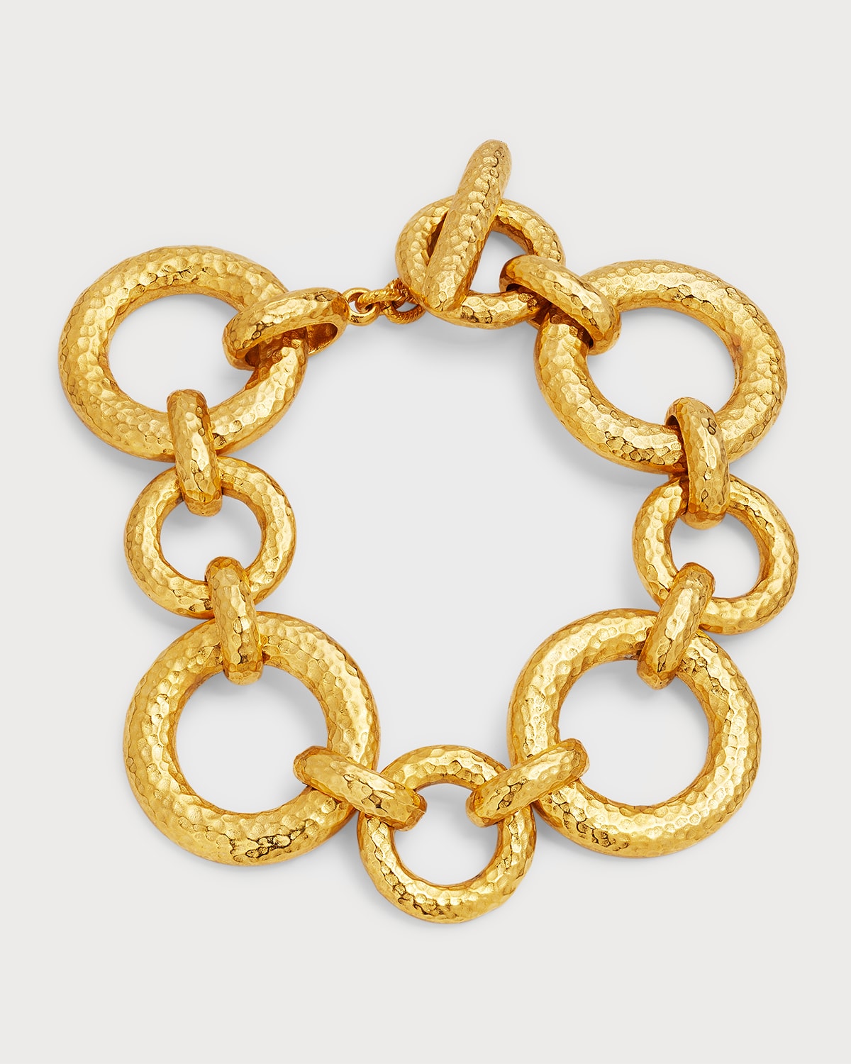 Gold Hammered Circle Chain Bracelet