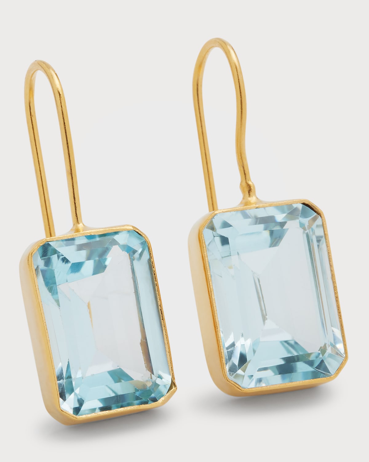 Dina Mackney Brazilian Blue Topaz Emerald-cut Earrings In Gold
